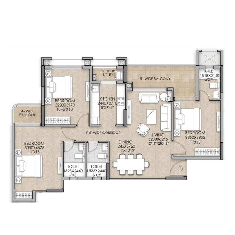 3BHK-small-flats-amritvas-palladio-jodhpur