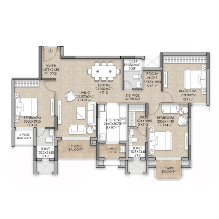 3BHK-large-flats-amritvas-palladio-jodhpur